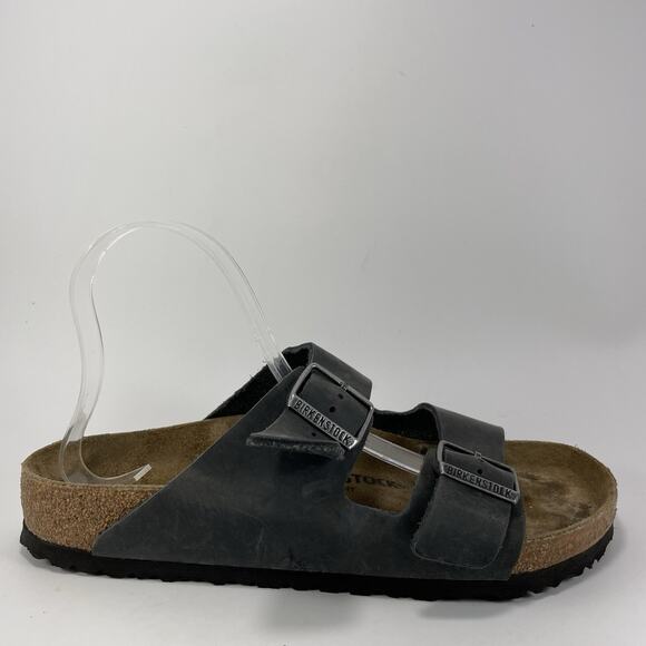 Birkenstock Arizona Oiled Leather Sandals Womens 41 US 10-10.5 Slide Black - Picture 1 of 9